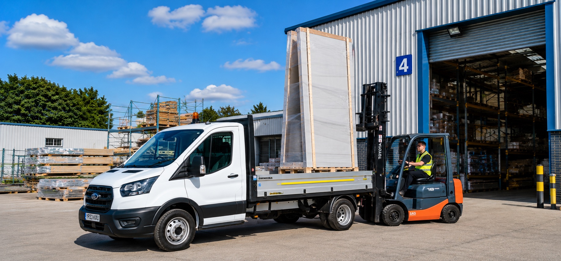 Courier Van Being Loaded with a Tall Load ready for delivery